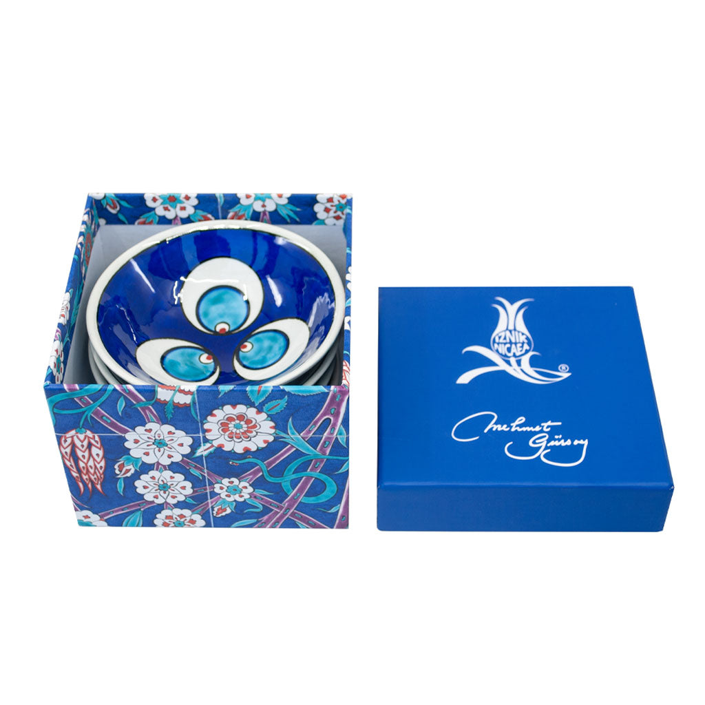 Turkish Ceramic Iznik Bowls Chintamani Pattern Set of 4