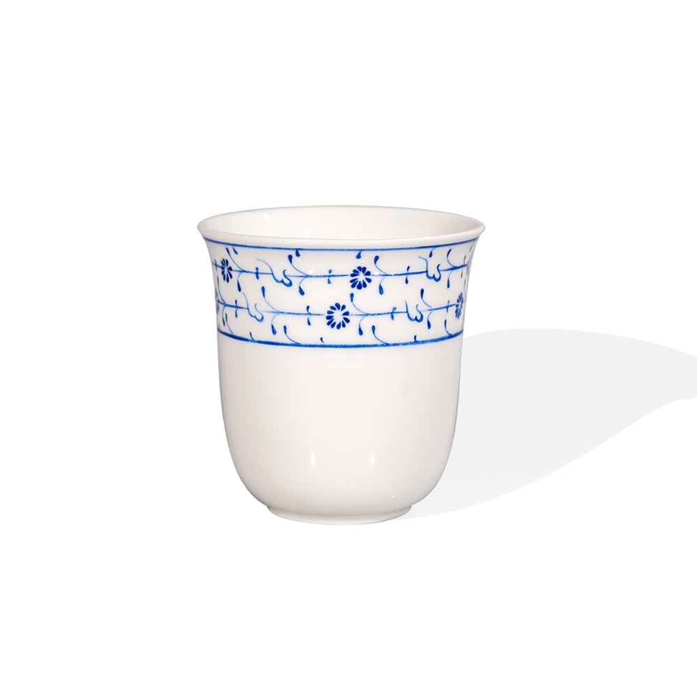 Cobalt Blue Handleless Porcelain Cup – Hand-Decorated