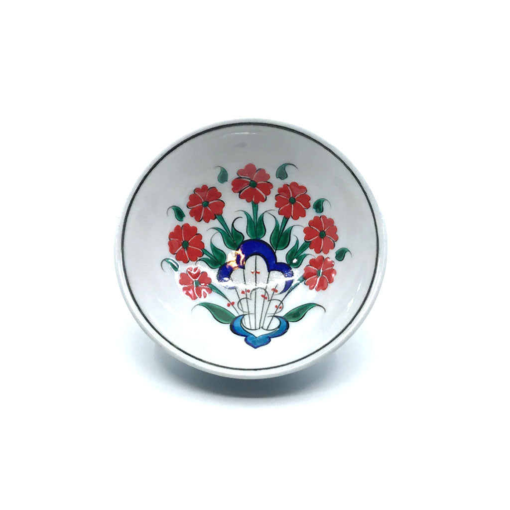 Iznik bowl with coral red flowers
