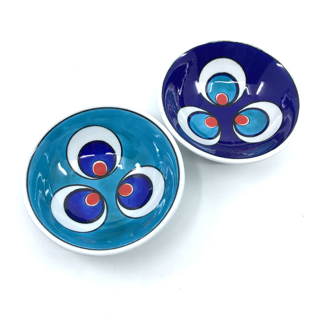 Turquoise and cobalt blue chintamani pattern iznik ceramic  bowl