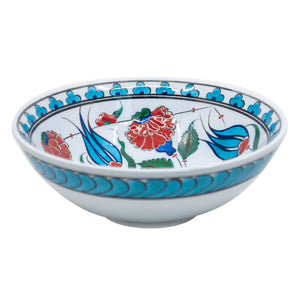 Iznik bowl with turquoise tulips and roses