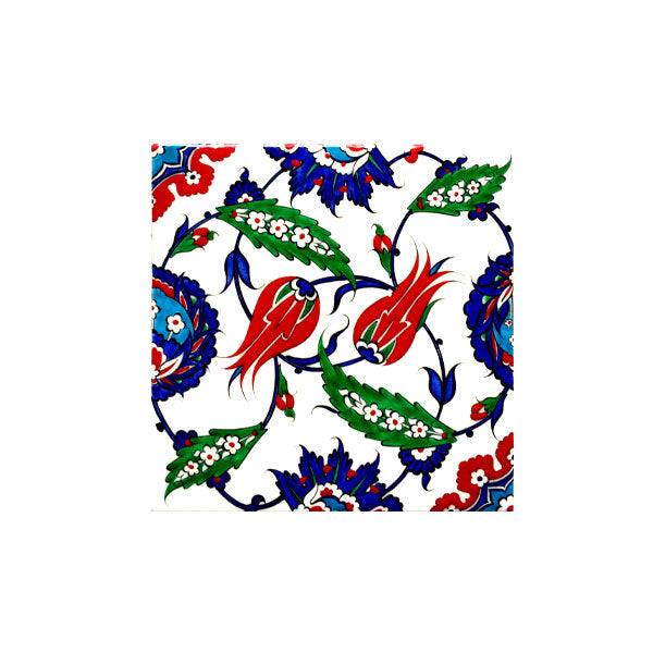 Iznik Tile with Lotus and Saz Palmettes