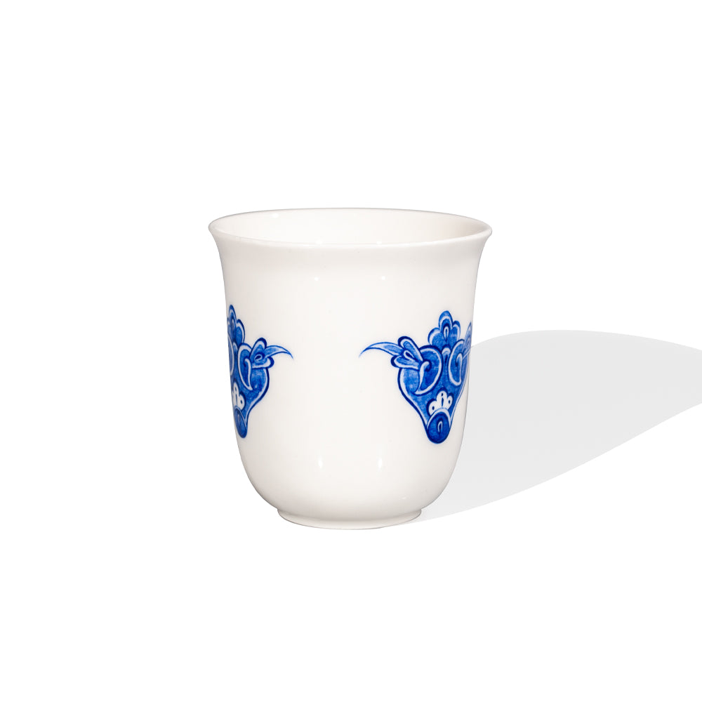 Hand-Painted Blue &amp; White Handleless Porcelain Cup