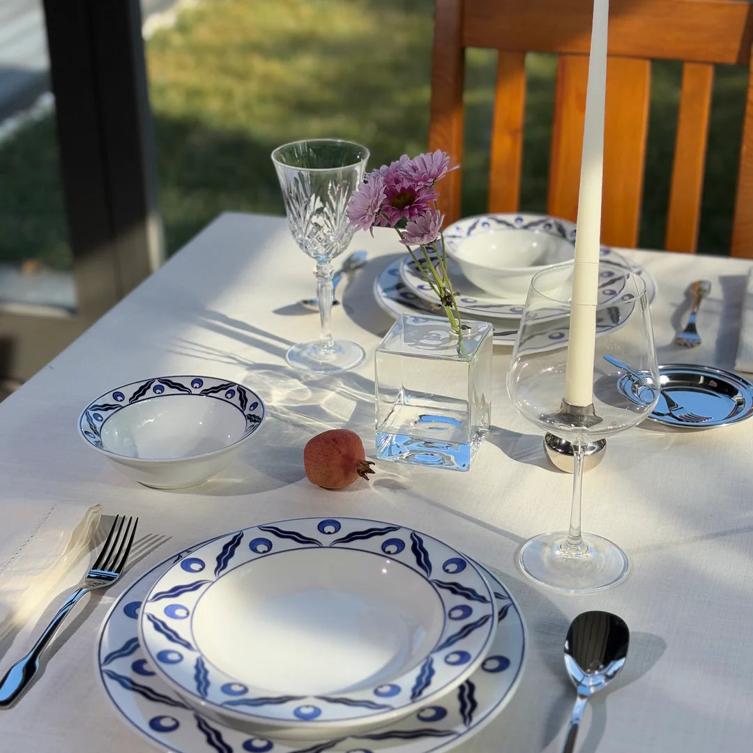 Chintamani pattern ceramic dinner plate