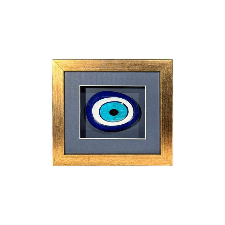 Framed Stone Iznik Tile with Evil Eye Motif