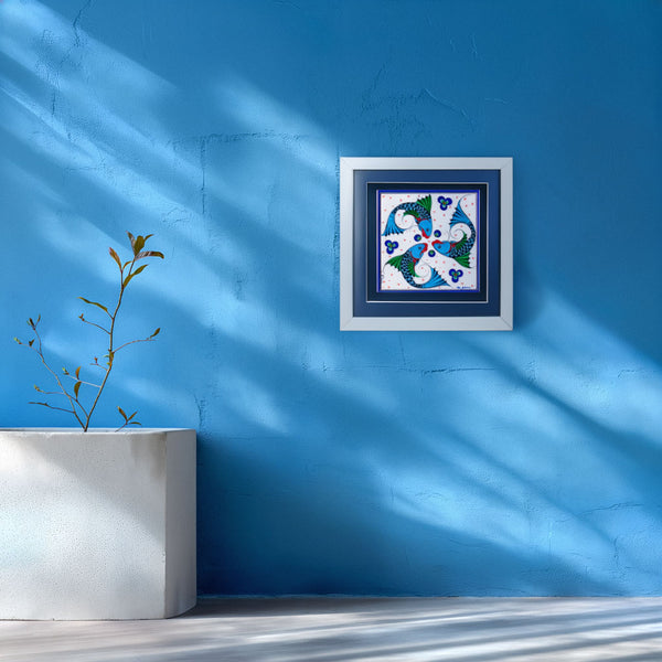 framed iznik tile fish pattern