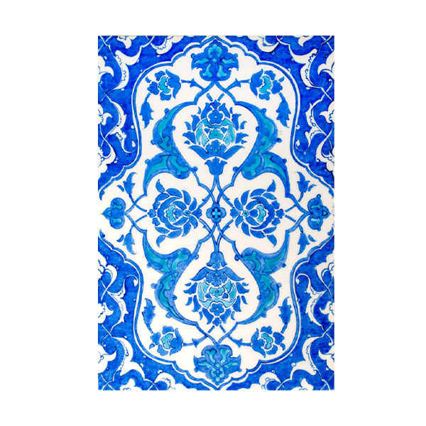 Rectangular Iznik Tile with Cobalt &amp; Turquoise Quatrefoil Motif