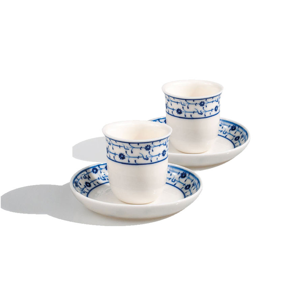 Golden horn pattern blue-white transparent turkish coffee porcelain cup set.