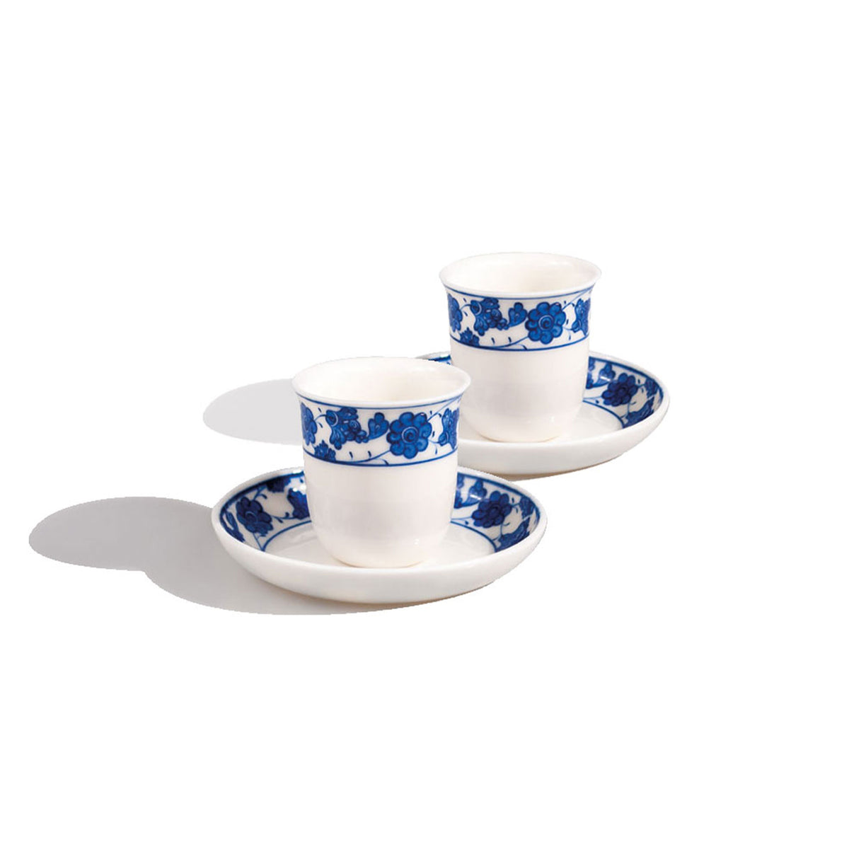Lotus pattern blue-white transparent turkish coffee porcelain cup set