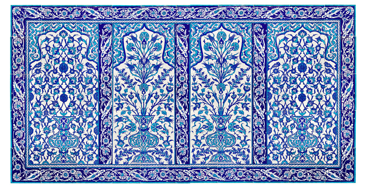 タペストリー　イズニク　IZNIK Iznik Pottery Tile with Medallions - İznik Çini