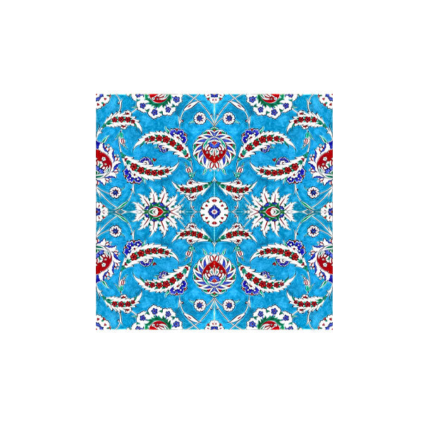 Turquoise Iznik Tile in Saz Style