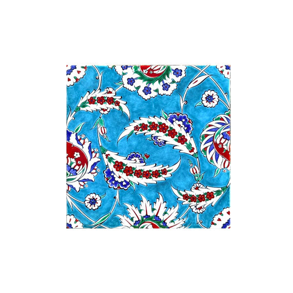 Turquoise Ground Iznik Tile in Saz Style