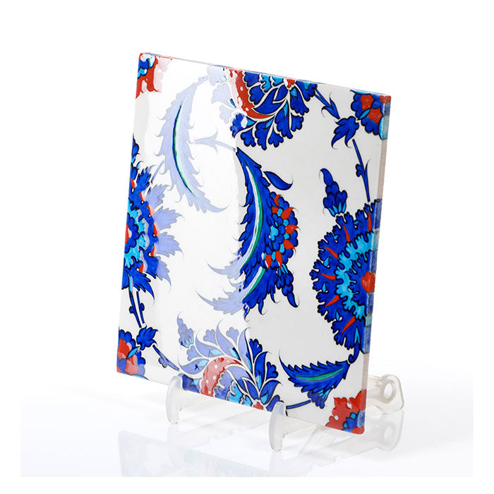 Iznik Tile with Saz Rosettes and Lotus Palmettes