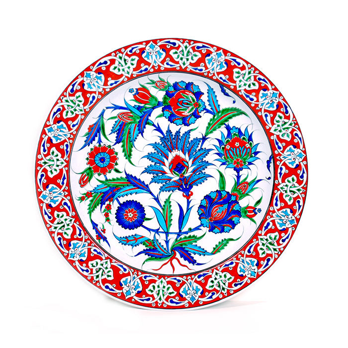 Iznik Plate| Sycamore Leaves with Red Bordure