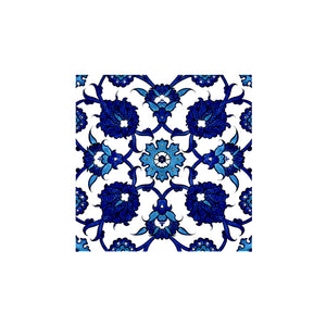 Iznik Tile with Blue White Floral Design