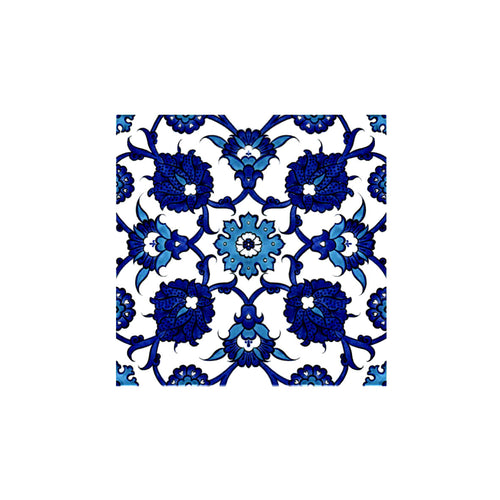 Iznik Tile with Blue White Floral Design