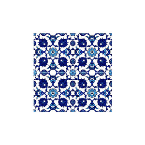 Iznik Tile Art with Blue White Floral Design