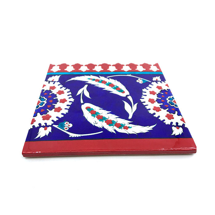 hand made quartz iznik tile palmette design