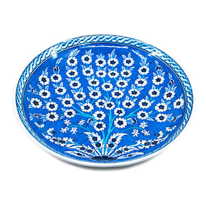 Blue and white iznik plate with Tree of Life design