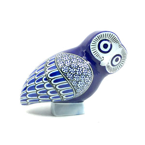 Turkish Ceramic Owl Cobalt Blue