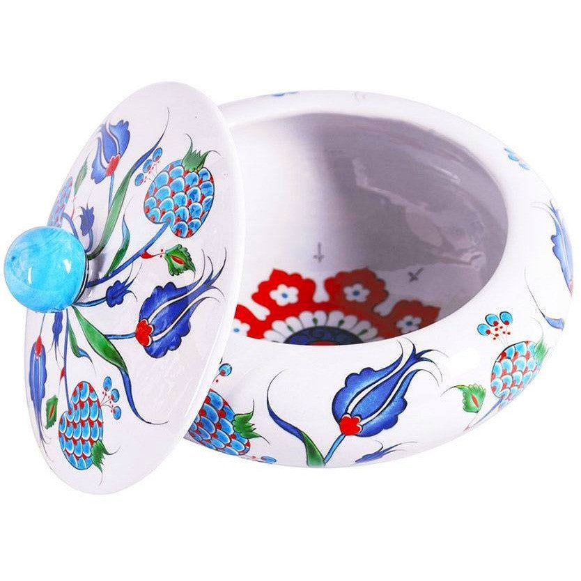 Iznik Bowl Pomegranate Design with Blue Tulips