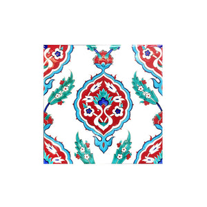 Iznik Tile with Coral Red Medallion Design
