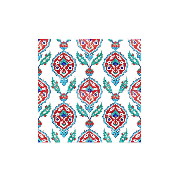 Iznik Tile Coral Red Medallion Design