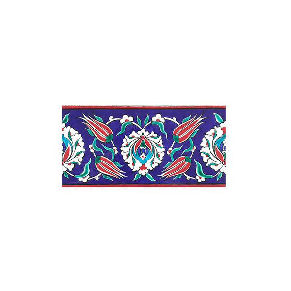 Iznik Tile Border with Lotus and Tulips