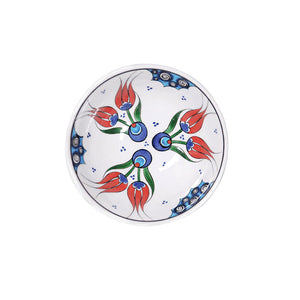 Iznik bowl with twin coral red tulips