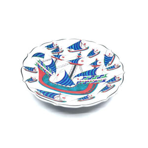 Iznik Plate Ottoman Galleon Pattern