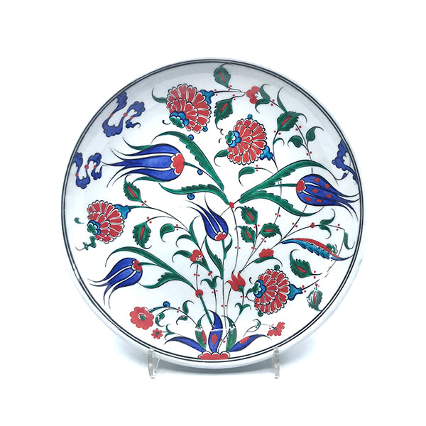 Iznik deep plate with rose lily tulip and penc flowers