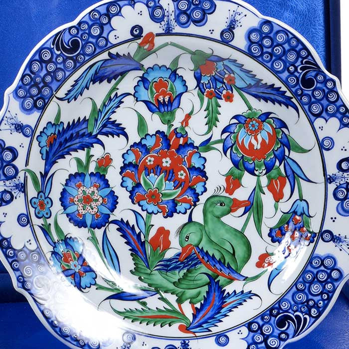 Iznik Plates Floral Pattersn with Duck Figure