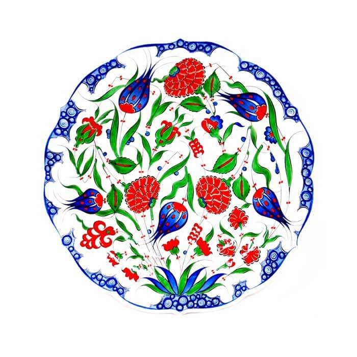 Iznik Plate Colorful Floral Patterns