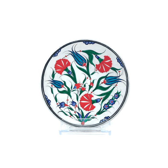 Iznik Plate Turquoise Tulips and Carnations