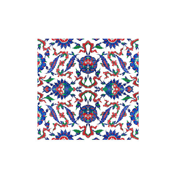 Iznik Tile with Floral and Cloud Design detail