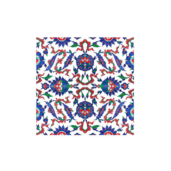 Iznik Tile with Floral and Cloud Design detail