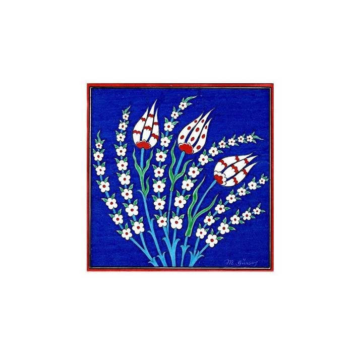 Iznik tile with penc flowers and iznik tulips