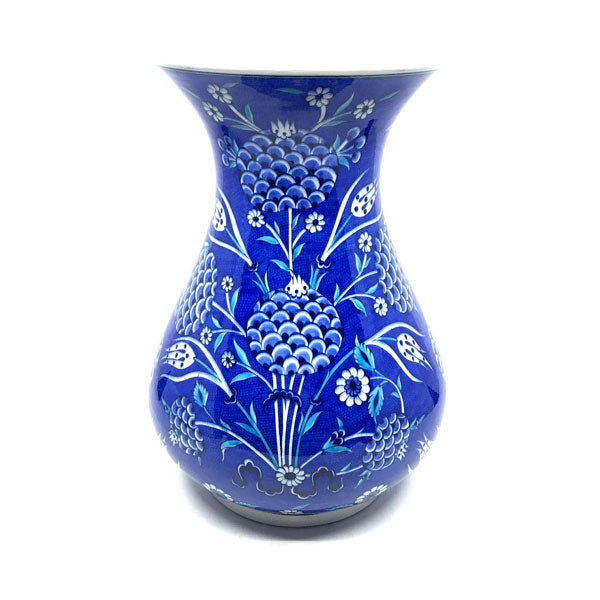 Iznik vase with pomegranate flowers design on cobalt-blue ground