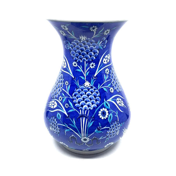 Iznik vase with pomegranate flowers design on cobalt-blue ground