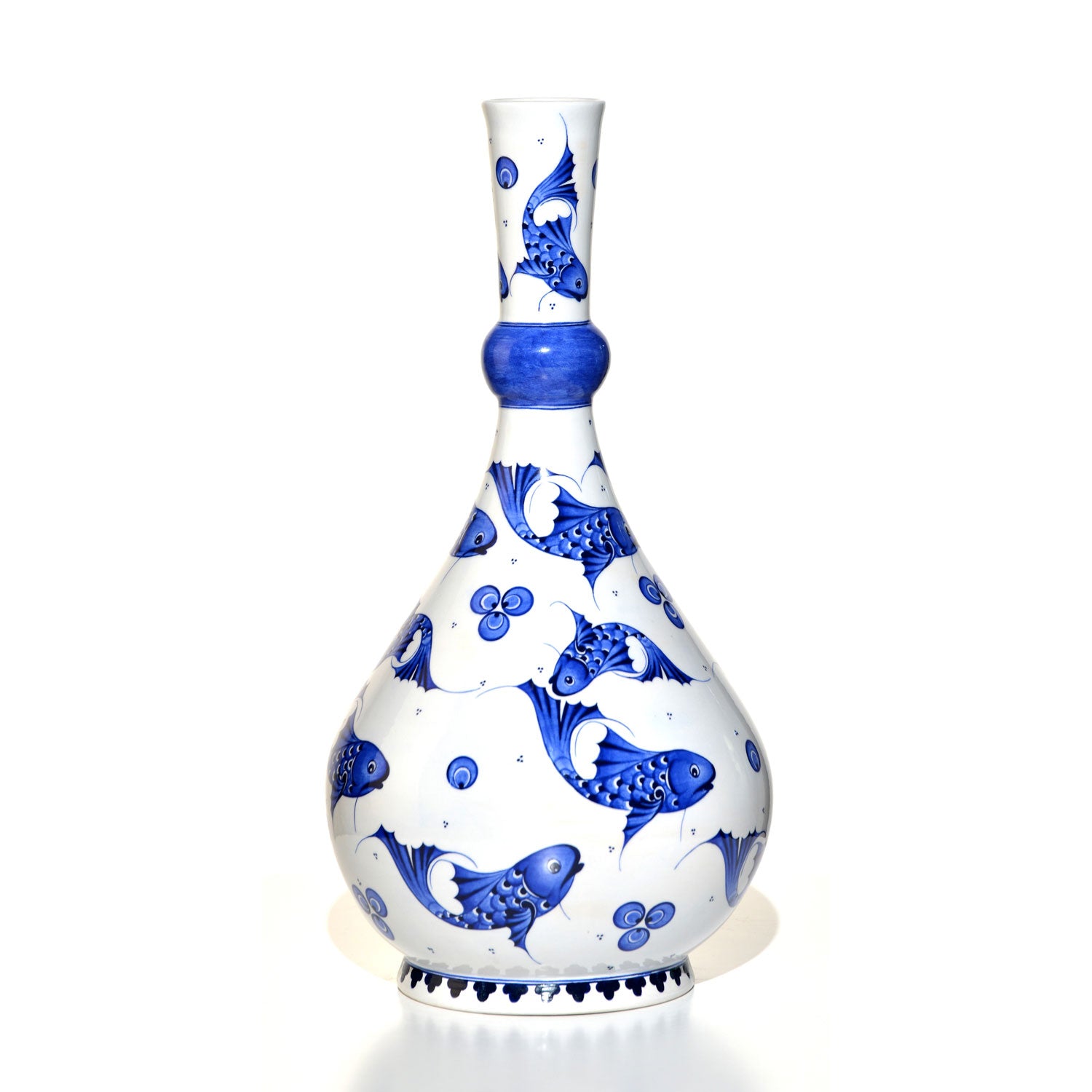 Iznik Vase Fishes Blue & White