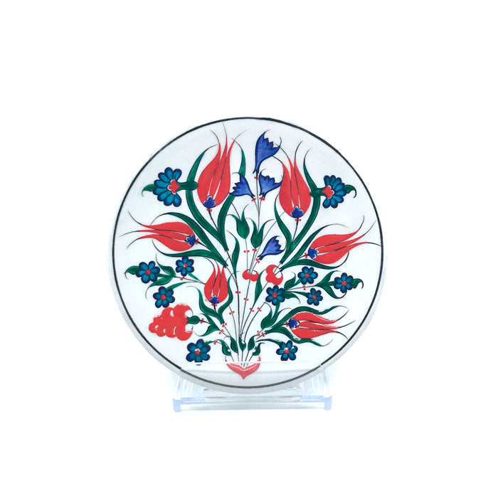 Iznik plate designed with red tulips