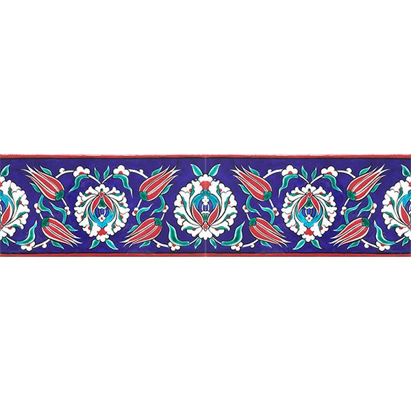 Iznik Tile Border with Lotus Flowers