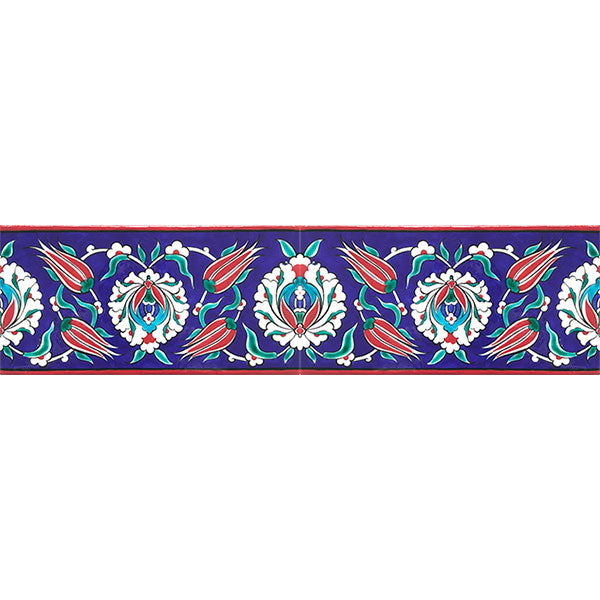 Iznik Tile Border with Lotus Flowers