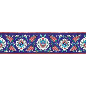 Iznik Tile Border with Lotus Flowers
