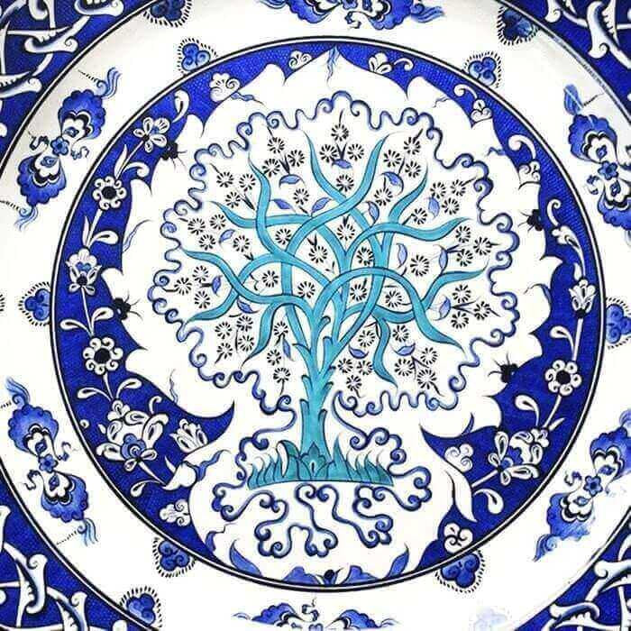 Collection of iznik plates with tree of life pattern