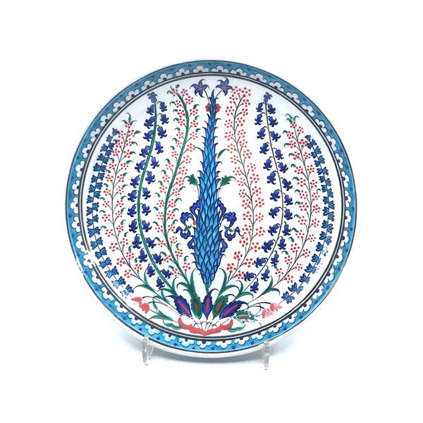 Iznik plate decorated with hyacinths and cypress tree