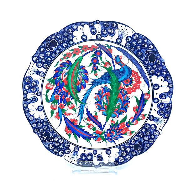 Iznik collection plate turquoise peacock pattern