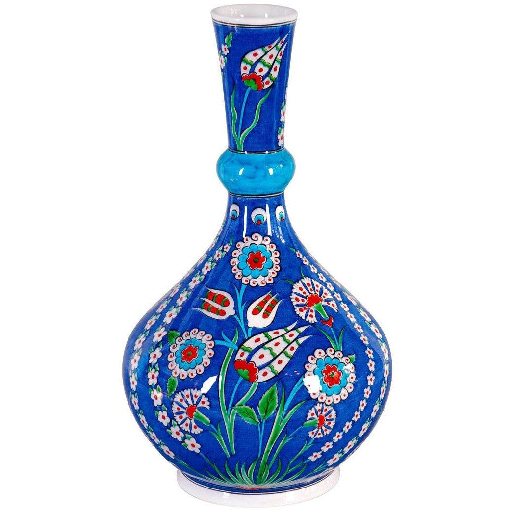 Vase - Iznik Vase |  Flowering Plant And Tulips